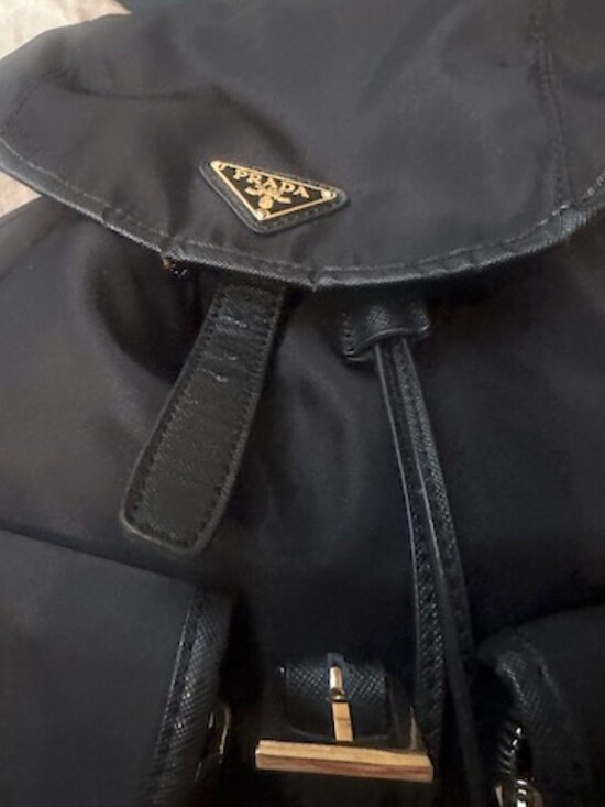 Authentic Prada Vintage Black Tessuto Nylon Backpack - Gold Hardware